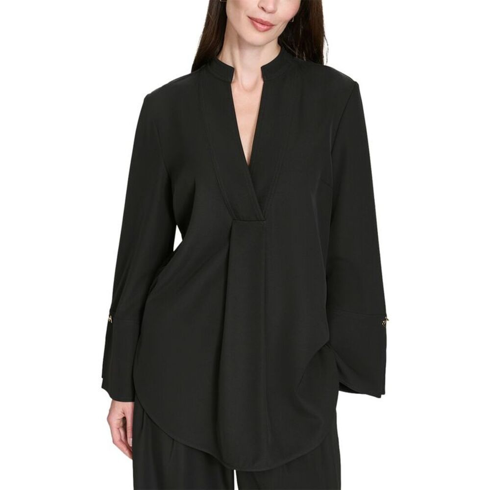 Halston Womens  V-Neck Tunic, Black